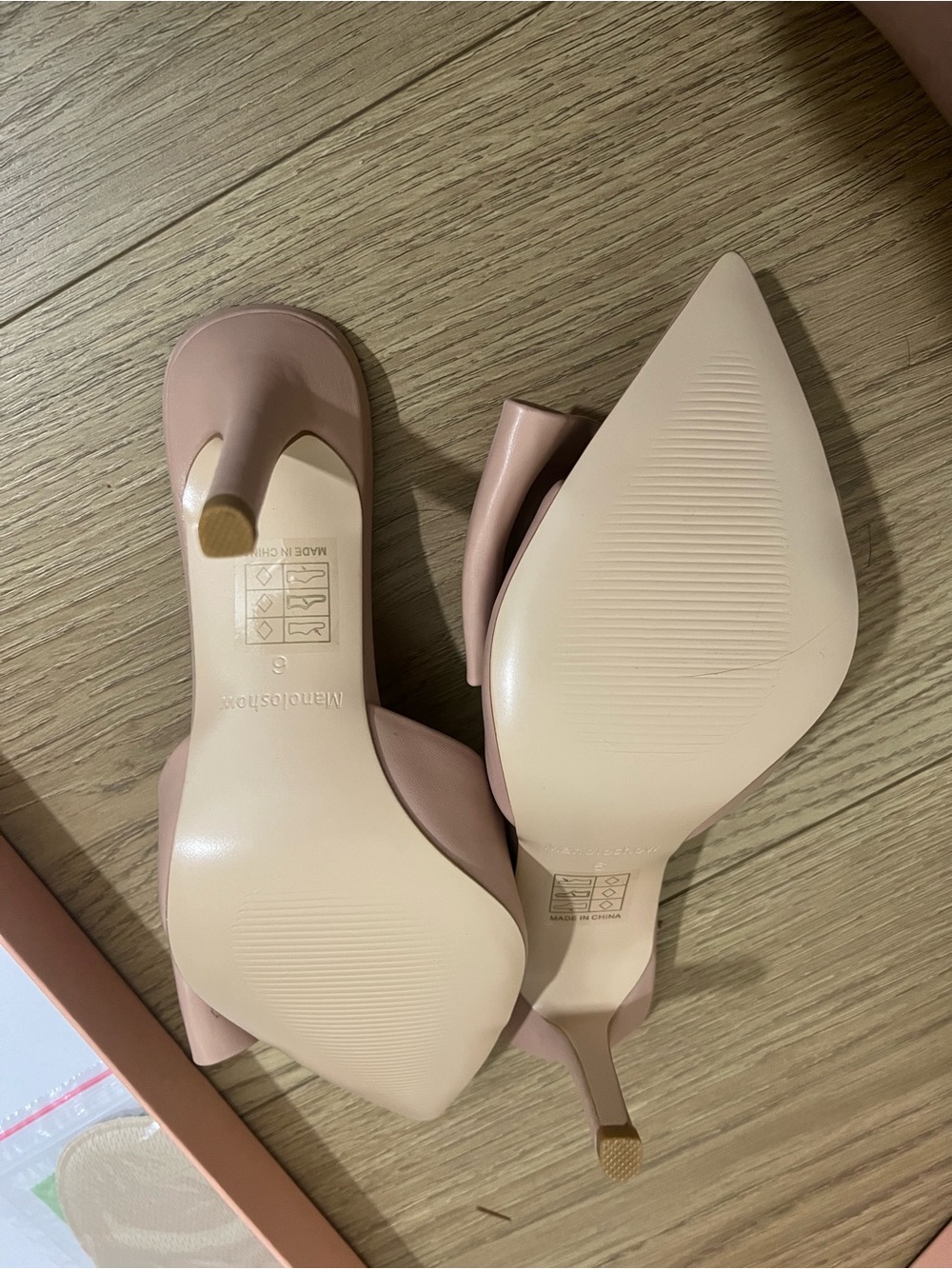 Amazon Blush Pink Bow Pointed-Toe Slide Heels - Picture 2 of 6